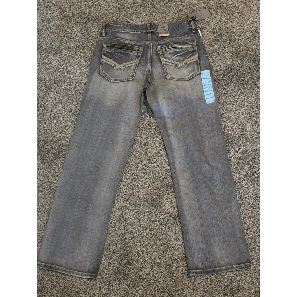 Y2K TK AXEL Denim Jeans Mens 32X32 Relaxed Straight Fit Black Rock Gray - NEW